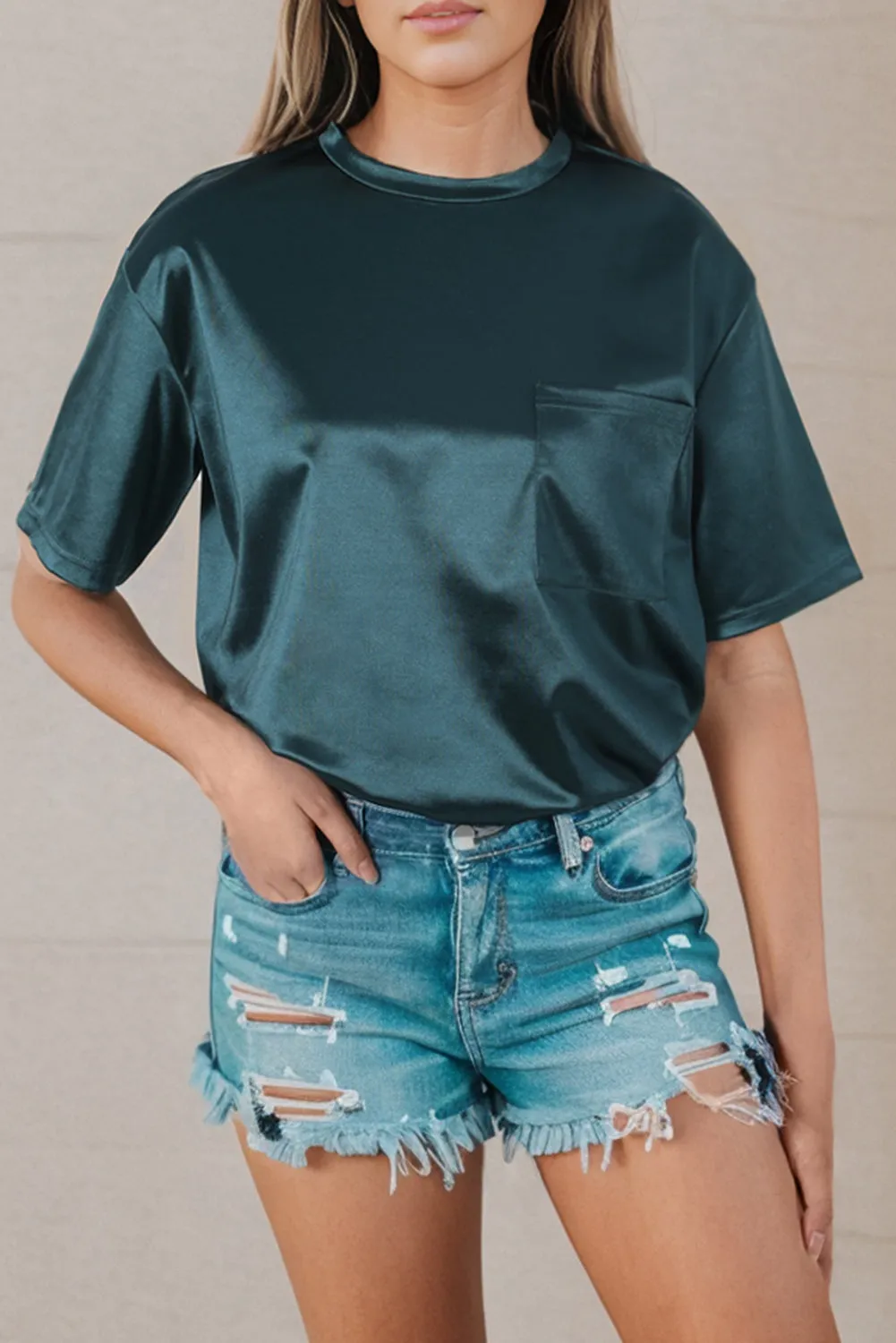 * APP EXCLUSIVE* Round Neck Dropped Shoulder Top