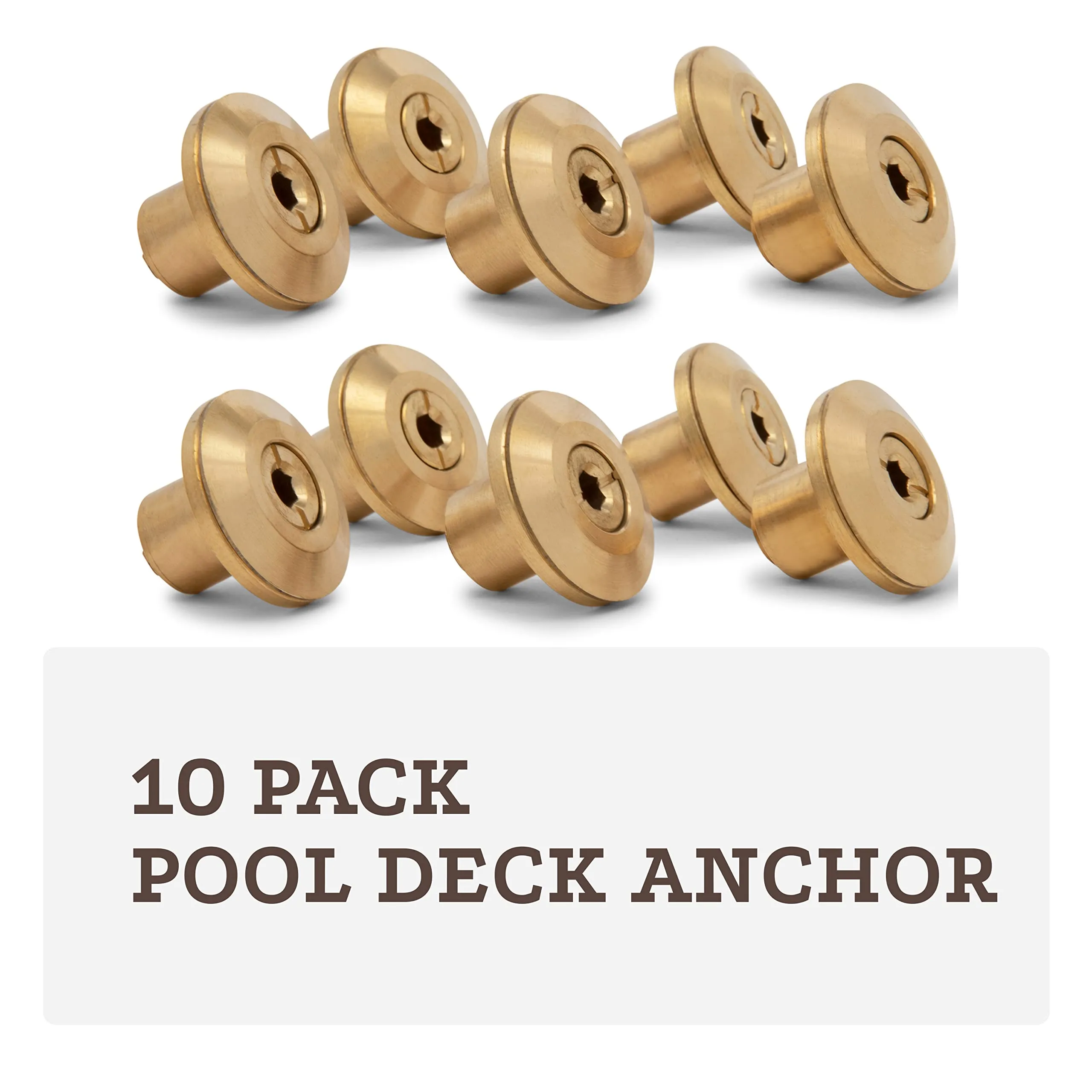 1 Pack Wood Deck Brass Anchor with Collar for Pool Safety Cover. Universal Replacement