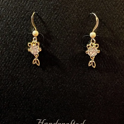 14K Gold CZ Koi dangle earrings