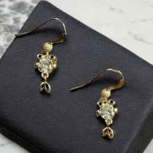 14K Gold CZ Koi dangle earrings