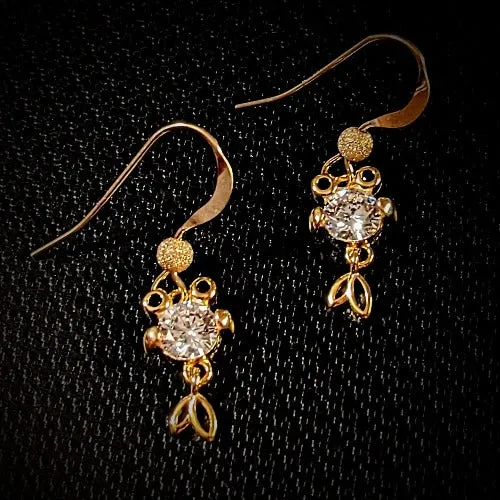 14K Gold CZ Koi dangle earrings