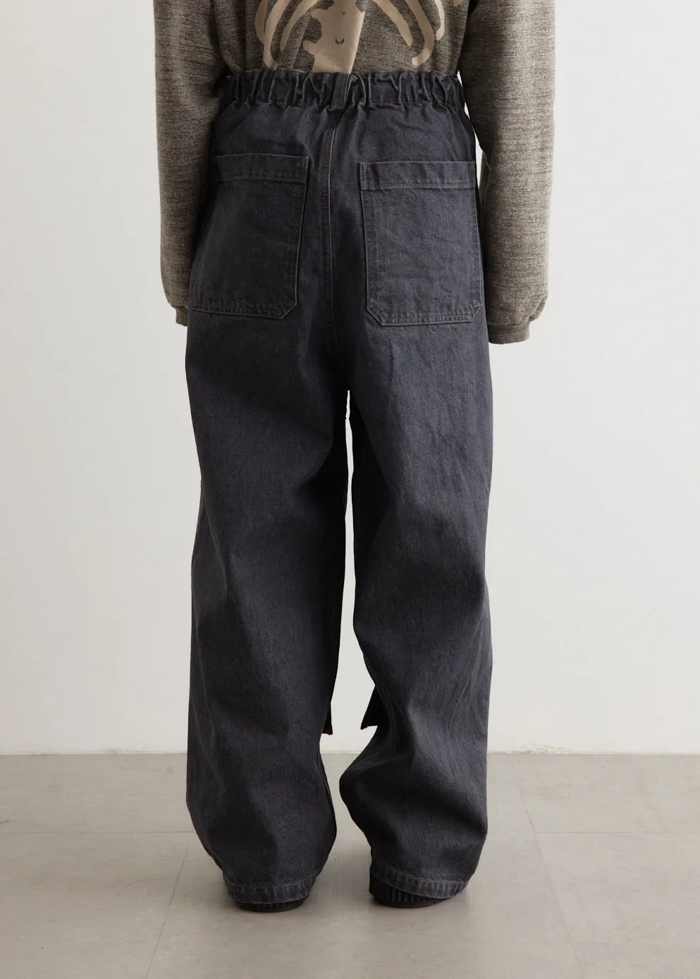 14oz BLKxECR Denim W-Knee EASY Baggy Pants