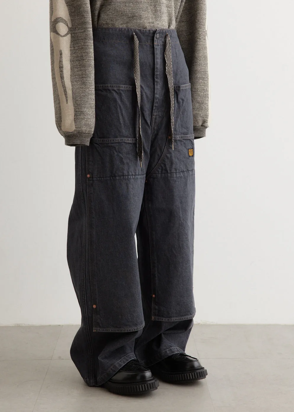 14oz BLKxECR Denim W-Knee EASY Baggy Pants