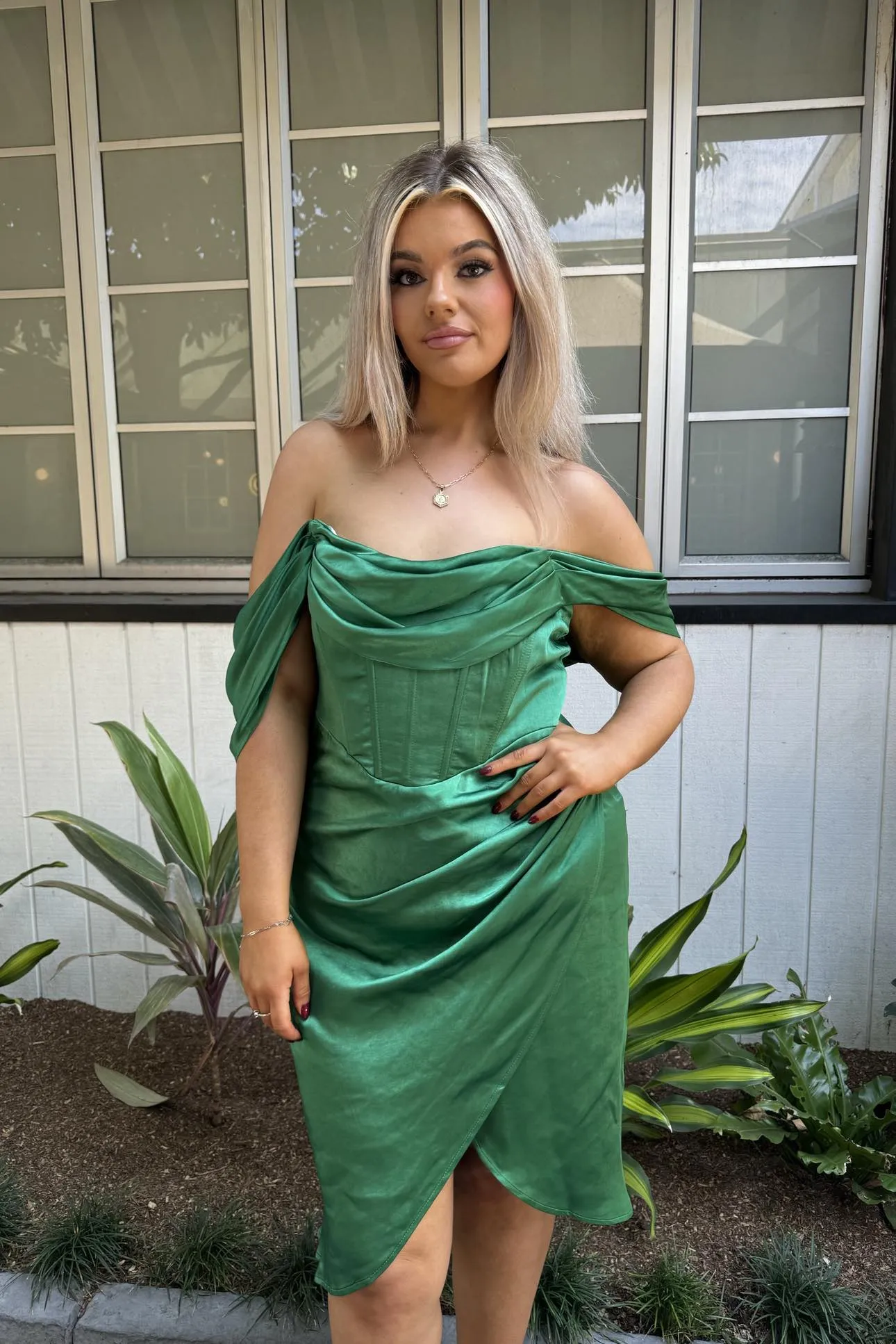 Anastasia Midi Dress - Emerald Green