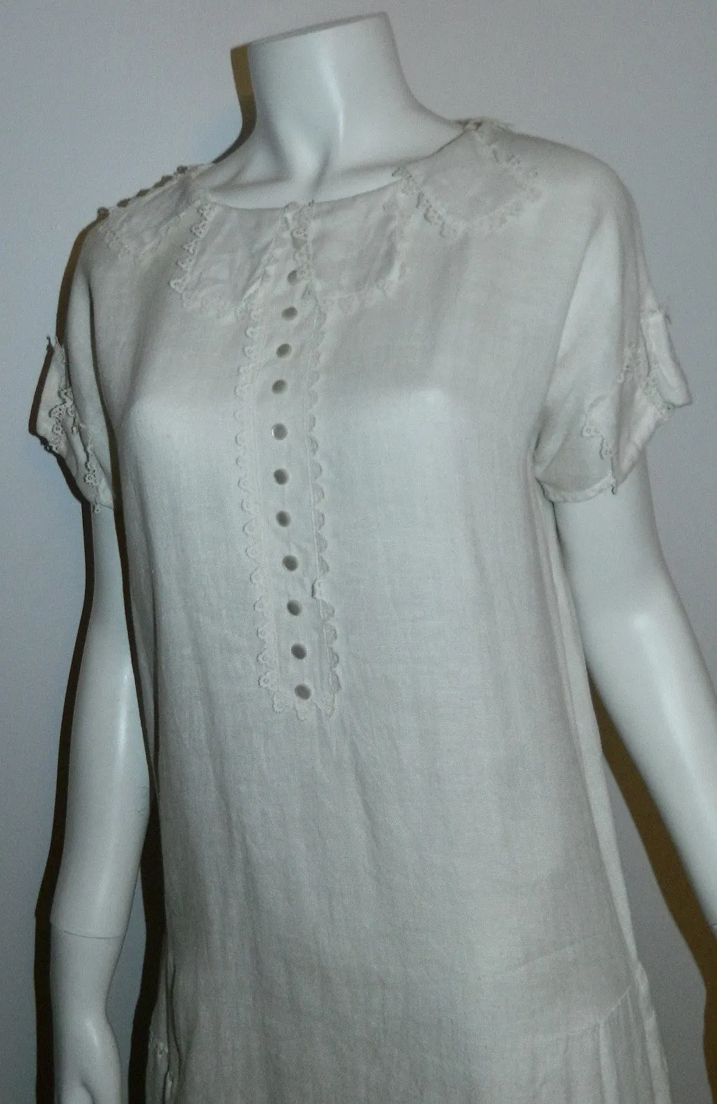 antique white linen drop waist dress 1910s 1920s vintage sporting attire