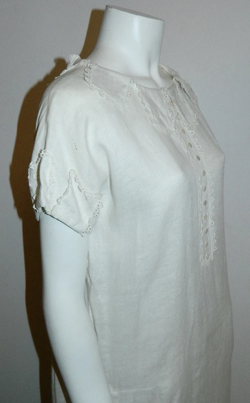 antique white linen drop waist dress 1910s 1920s vintage sporting attire