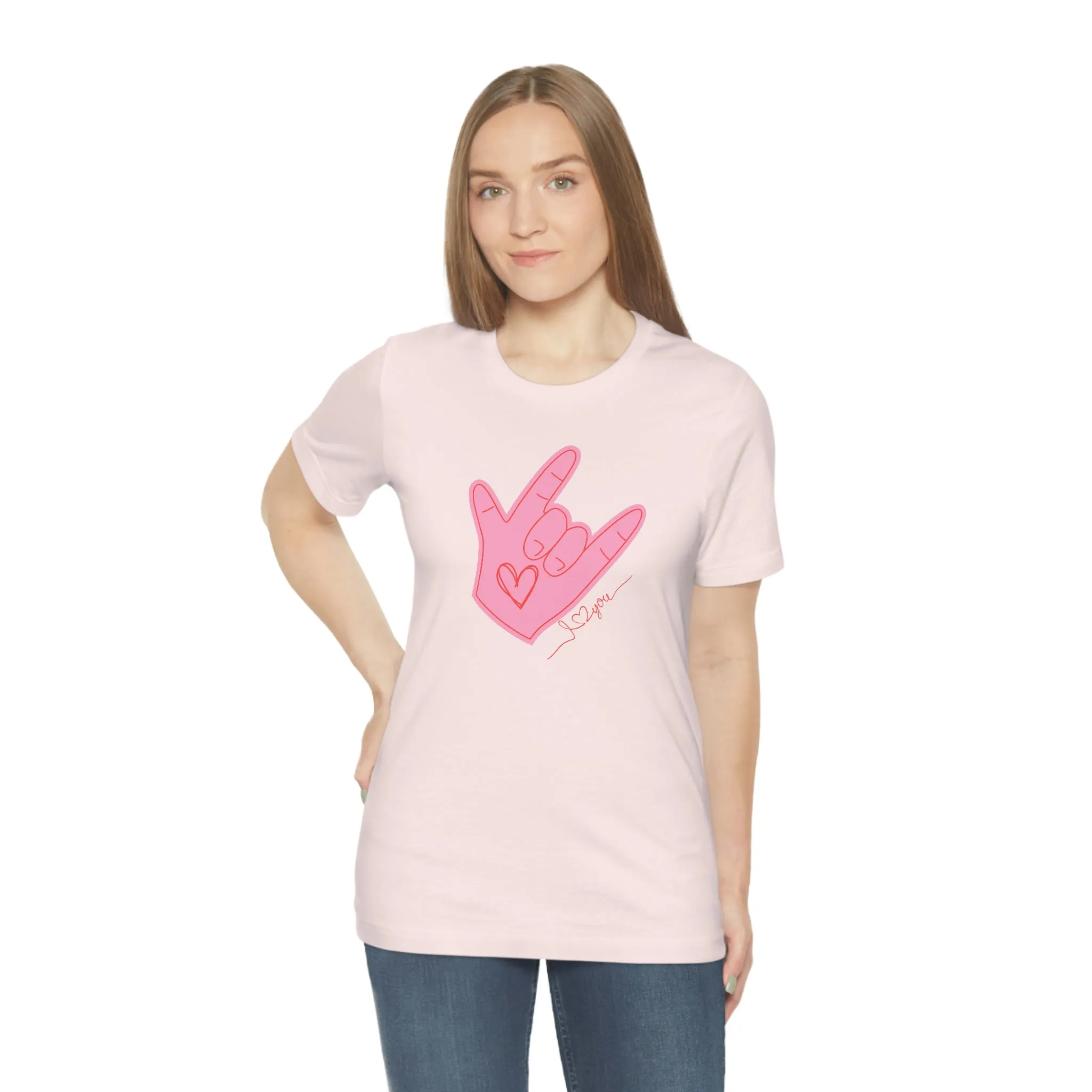 ASL Valentines I love you Bella Canvas 3001 Unisex Jersey Short Sleeve Tee