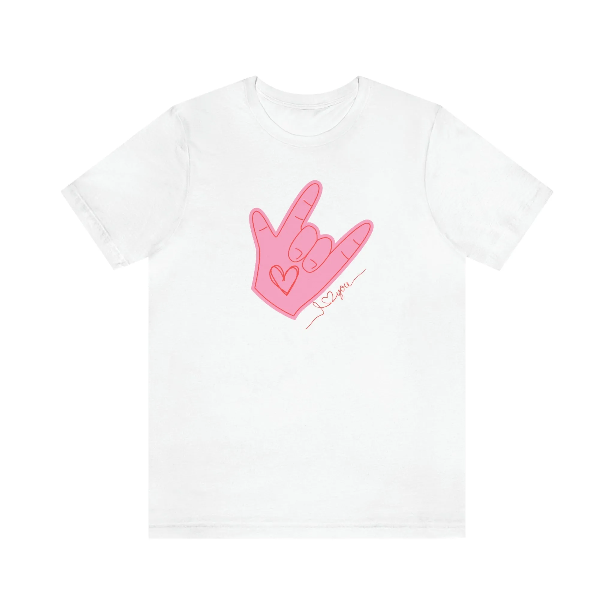 ASL Valentines I love you Bella Canvas 3001 Unisex Jersey Short Sleeve Tee