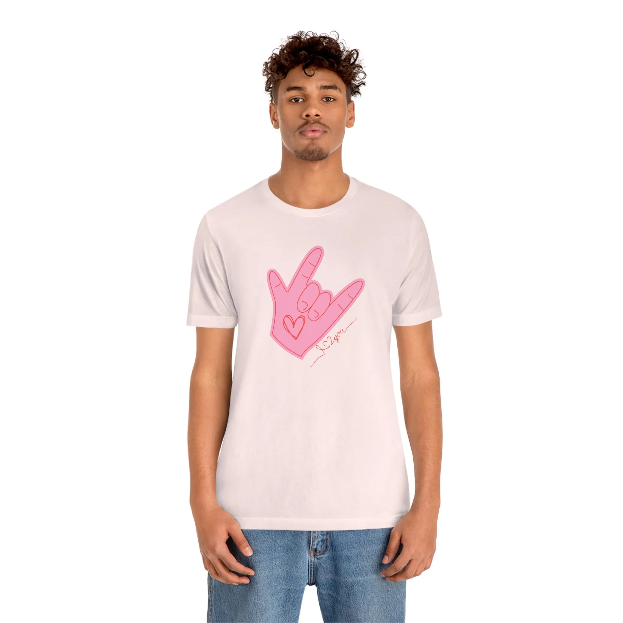 ASL Valentines I love you Bella Canvas 3001 Unisex Jersey Short Sleeve Tee