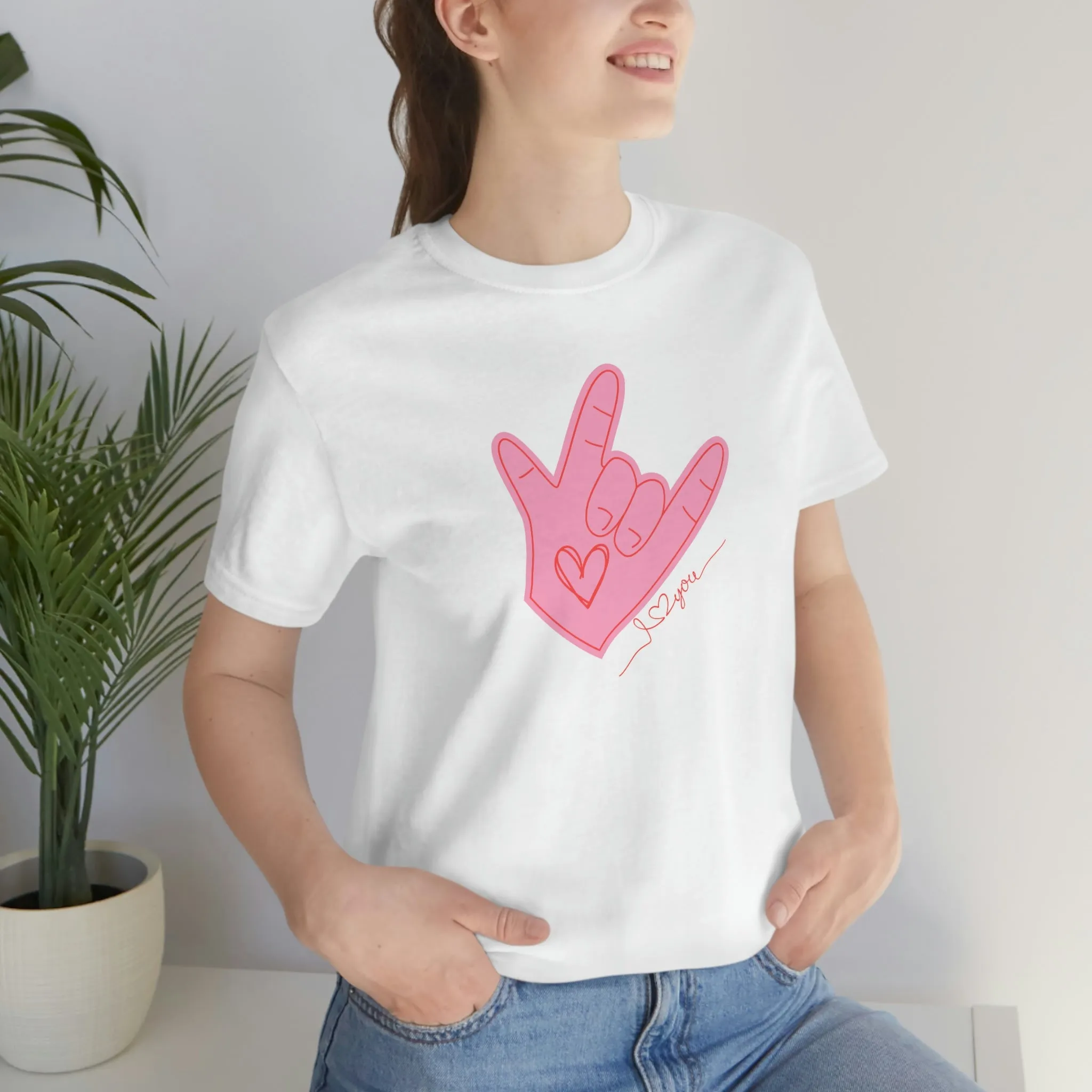 ASL Valentines I love you Bella Canvas 3001 Unisex Jersey Short Sleeve Tee