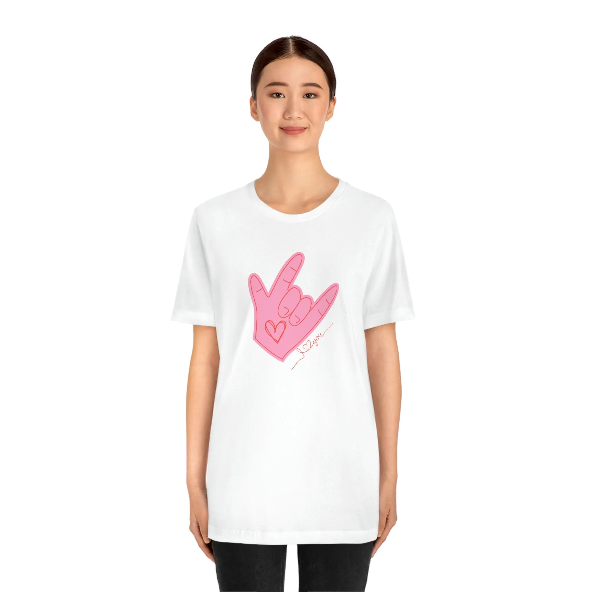 ASL Valentines I love you Bella Canvas 3001 Unisex Jersey Short Sleeve Tee