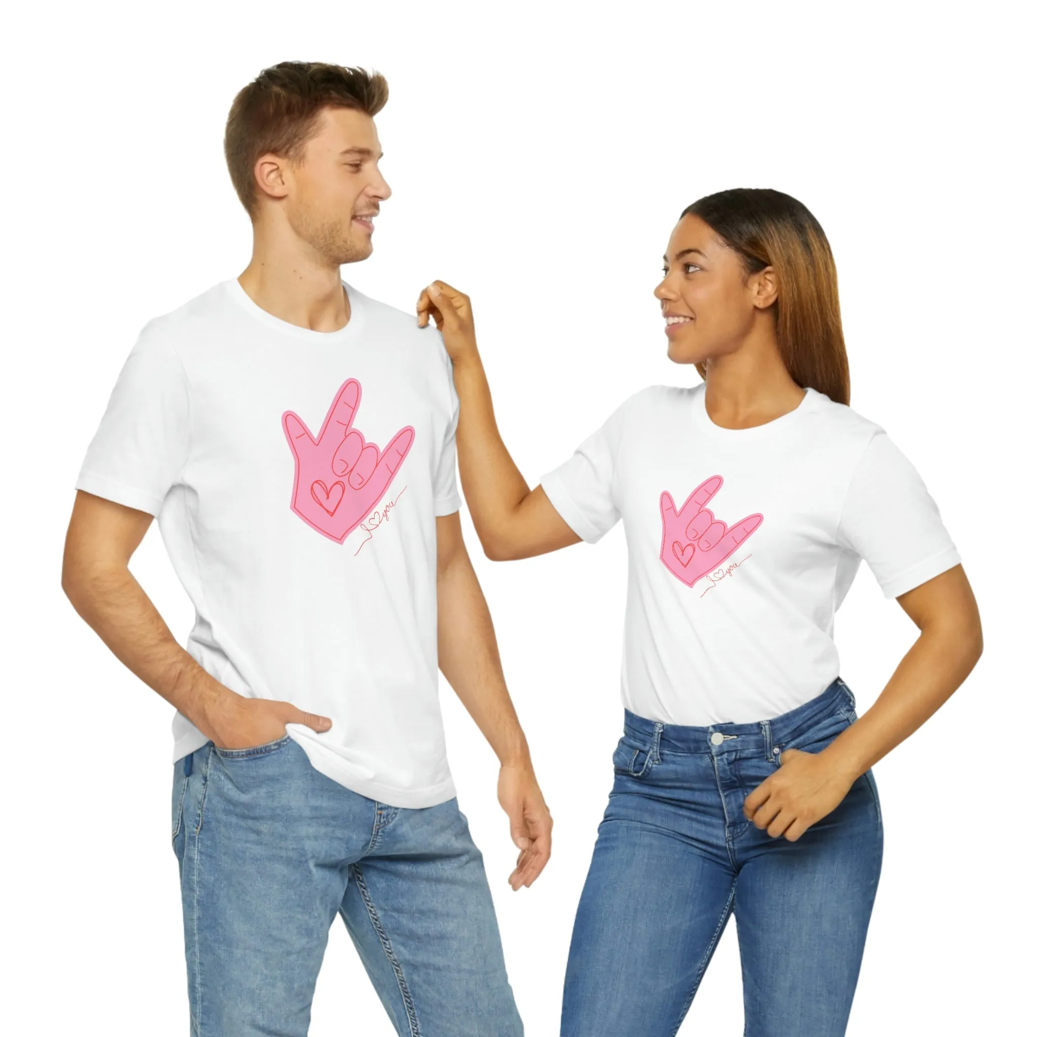 ASL Valentines I love you Bella Canvas 3001 Unisex Jersey Short Sleeve Tee