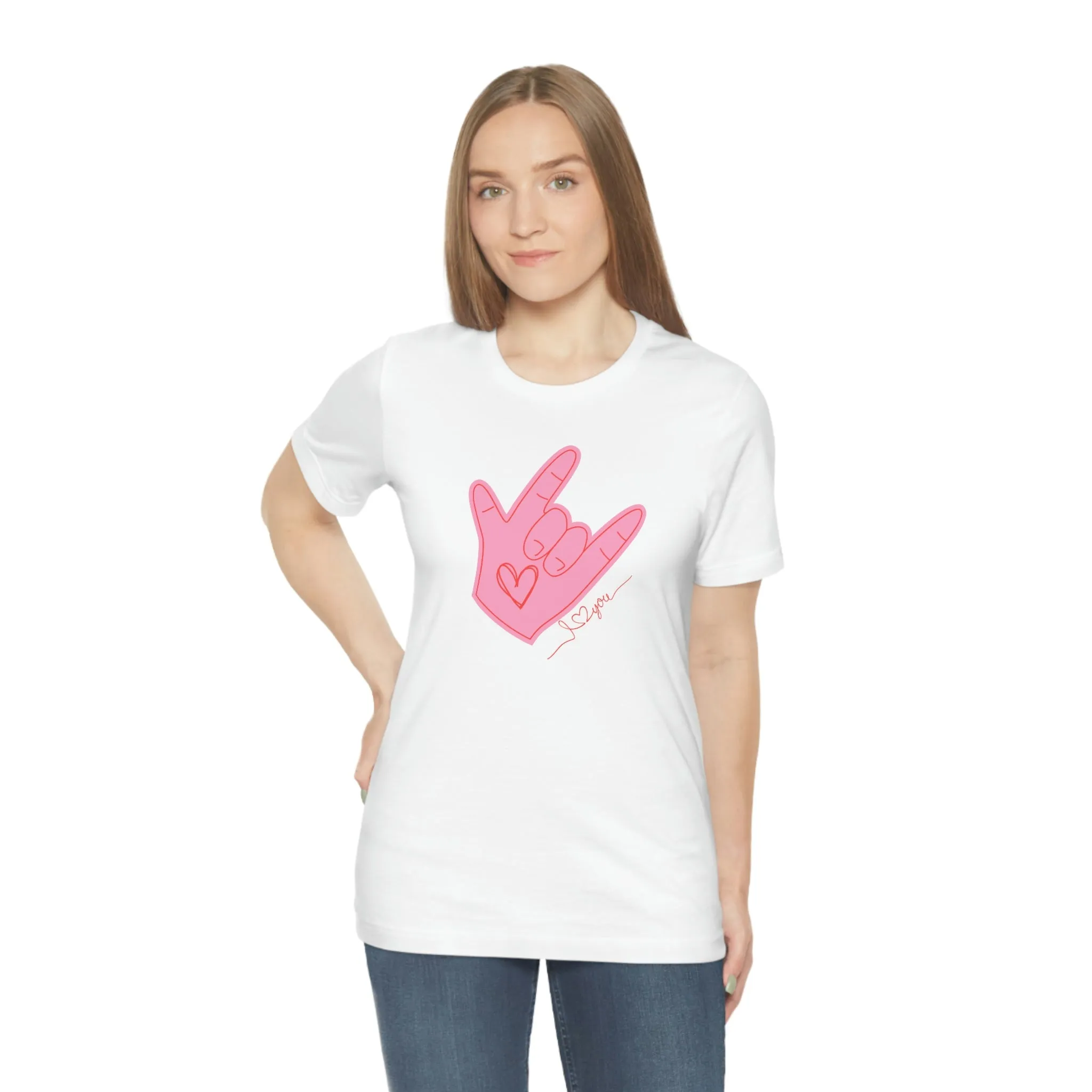 ASL Valentines I love you Bella Canvas 3001 Unisex Jersey Short Sleeve Tee