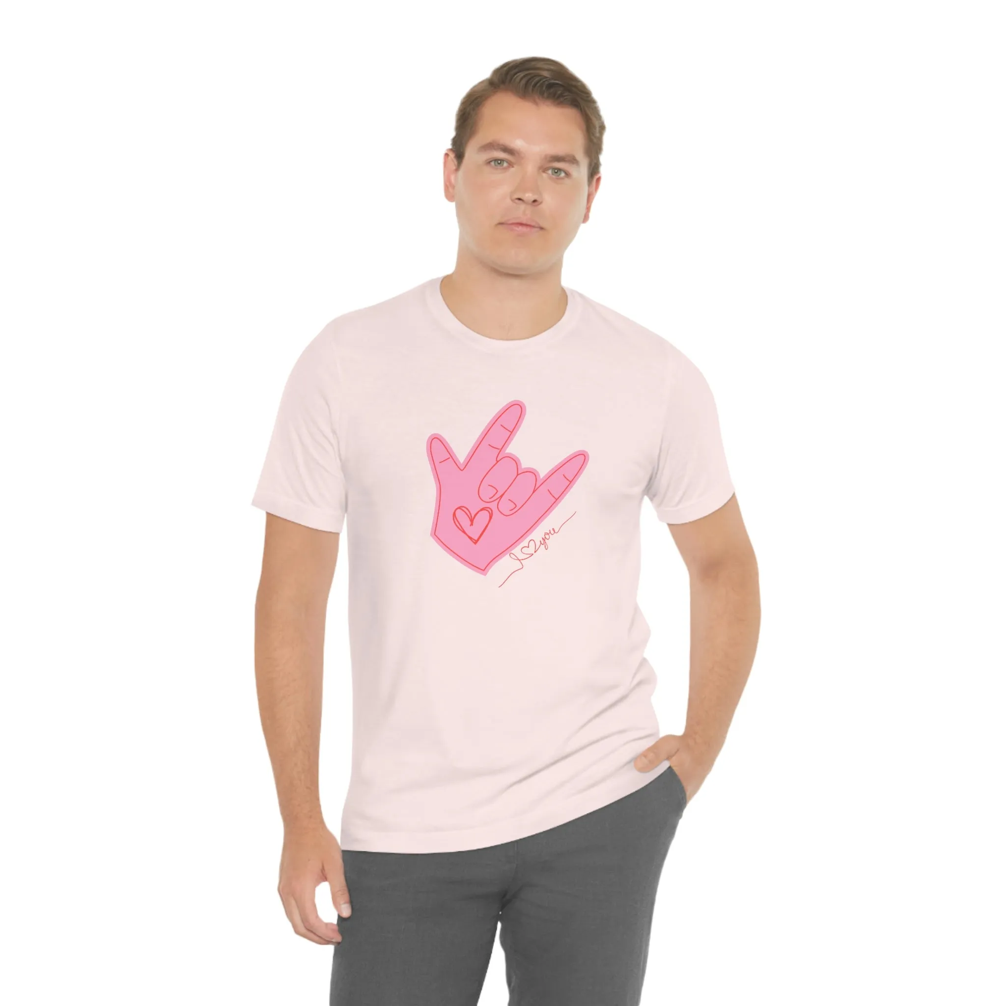 ASL Valentines I love you Bella Canvas 3001 Unisex Jersey Short Sleeve Tee