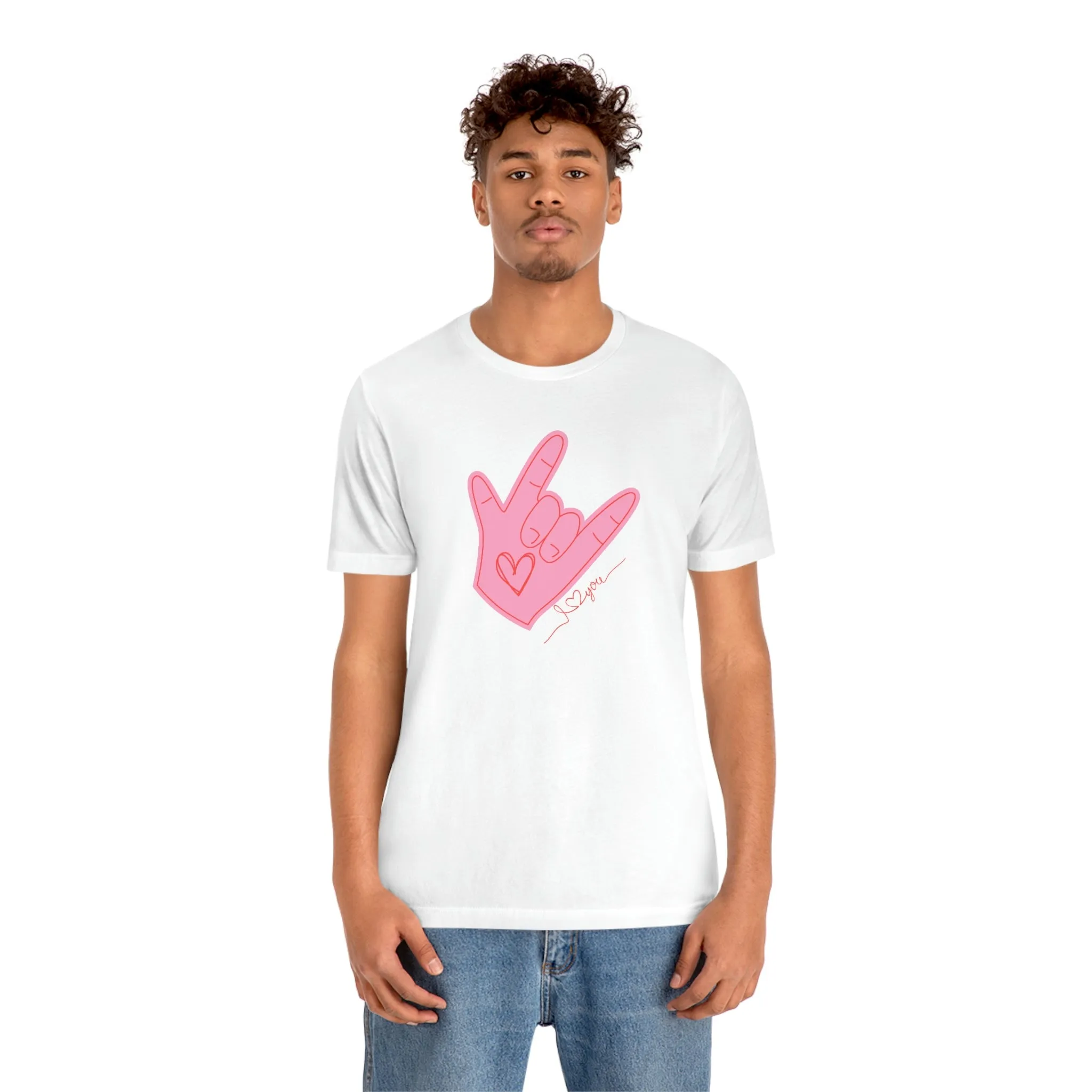 ASL Valentines I love you Bella Canvas 3001 Unisex Jersey Short Sleeve Tee