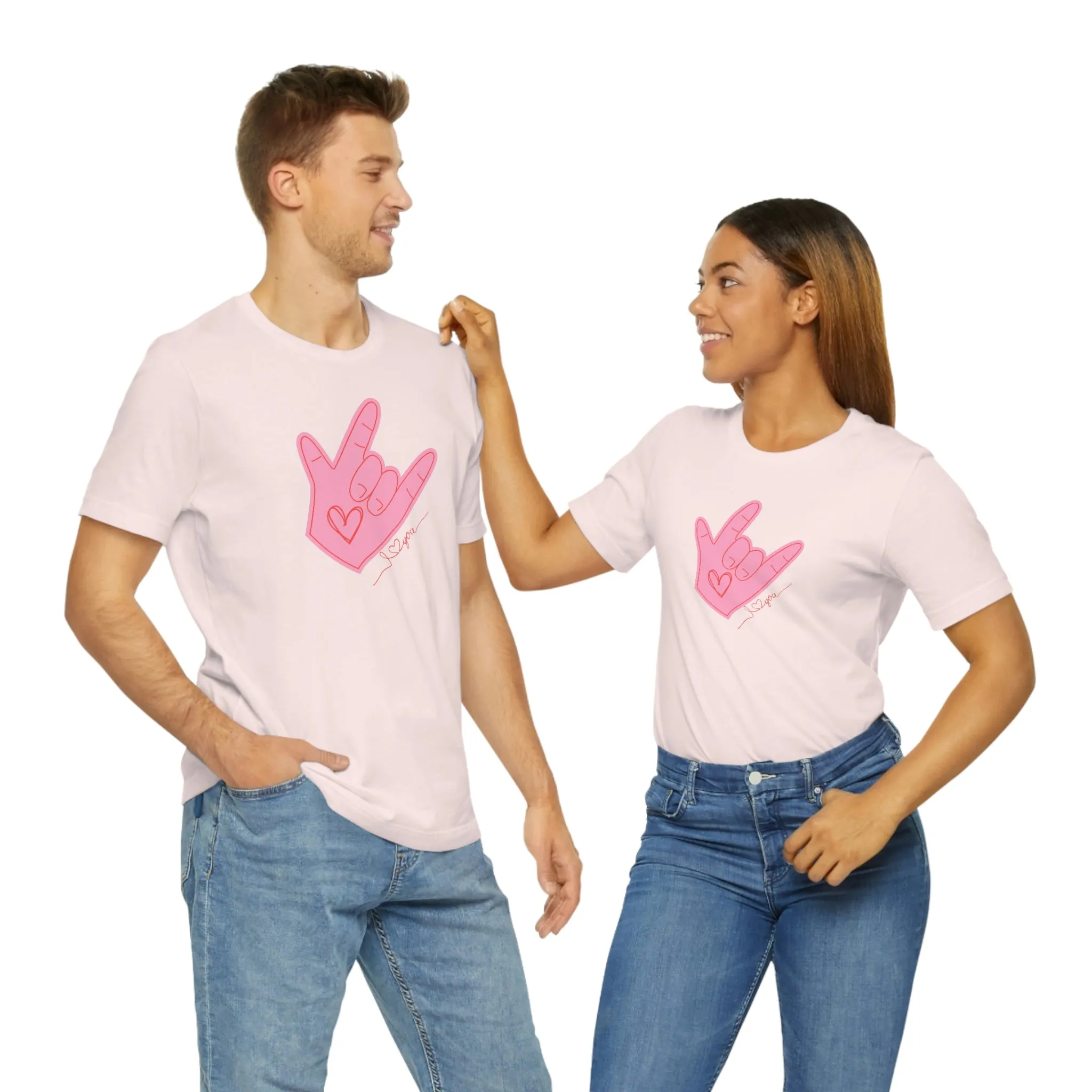 ASL Valentines I love you Bella Canvas 3001 Unisex Jersey Short Sleeve Tee