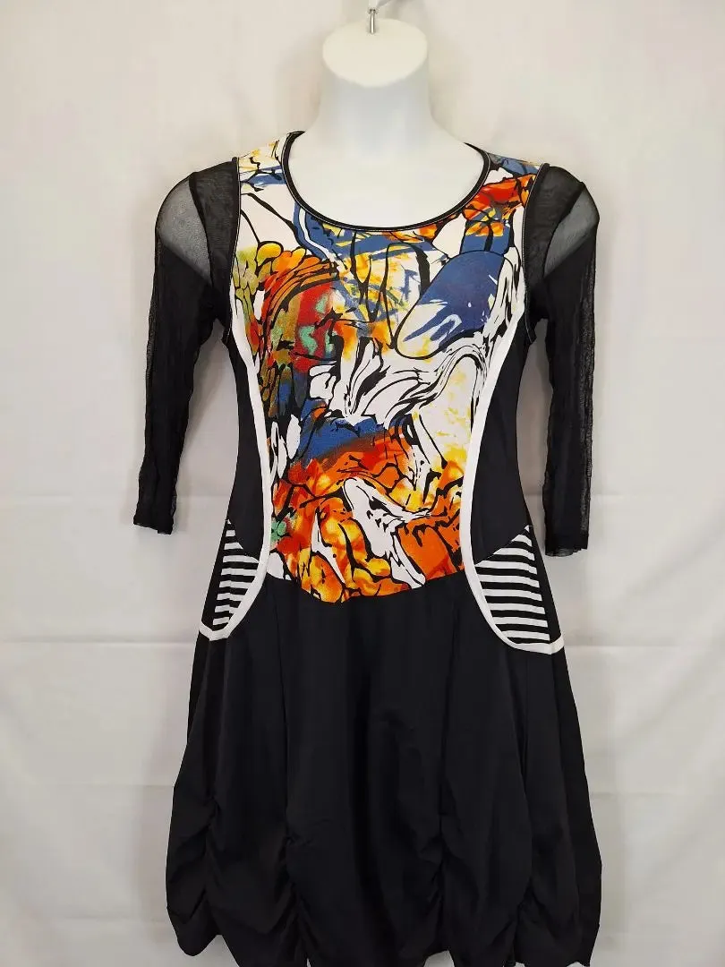 Assorted Brands Funky Abstract Mesh Sleeve Mini Dress Size 12