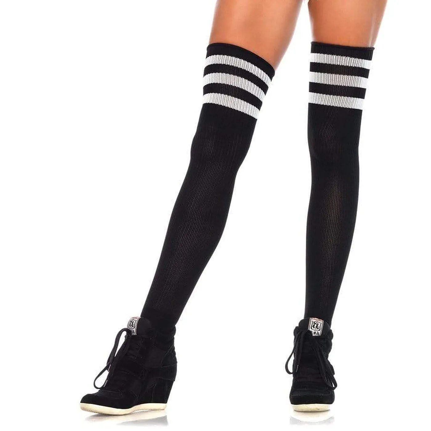 ATHLETIC THIGH HIGH SOCKS BLK/WHT