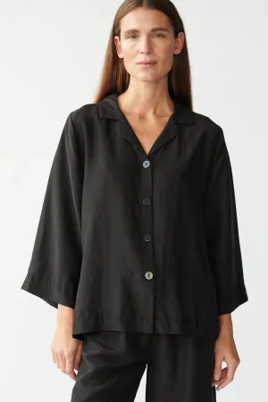 BARNEY SHIRT - BLACK - RECYCLED SILK/SILK