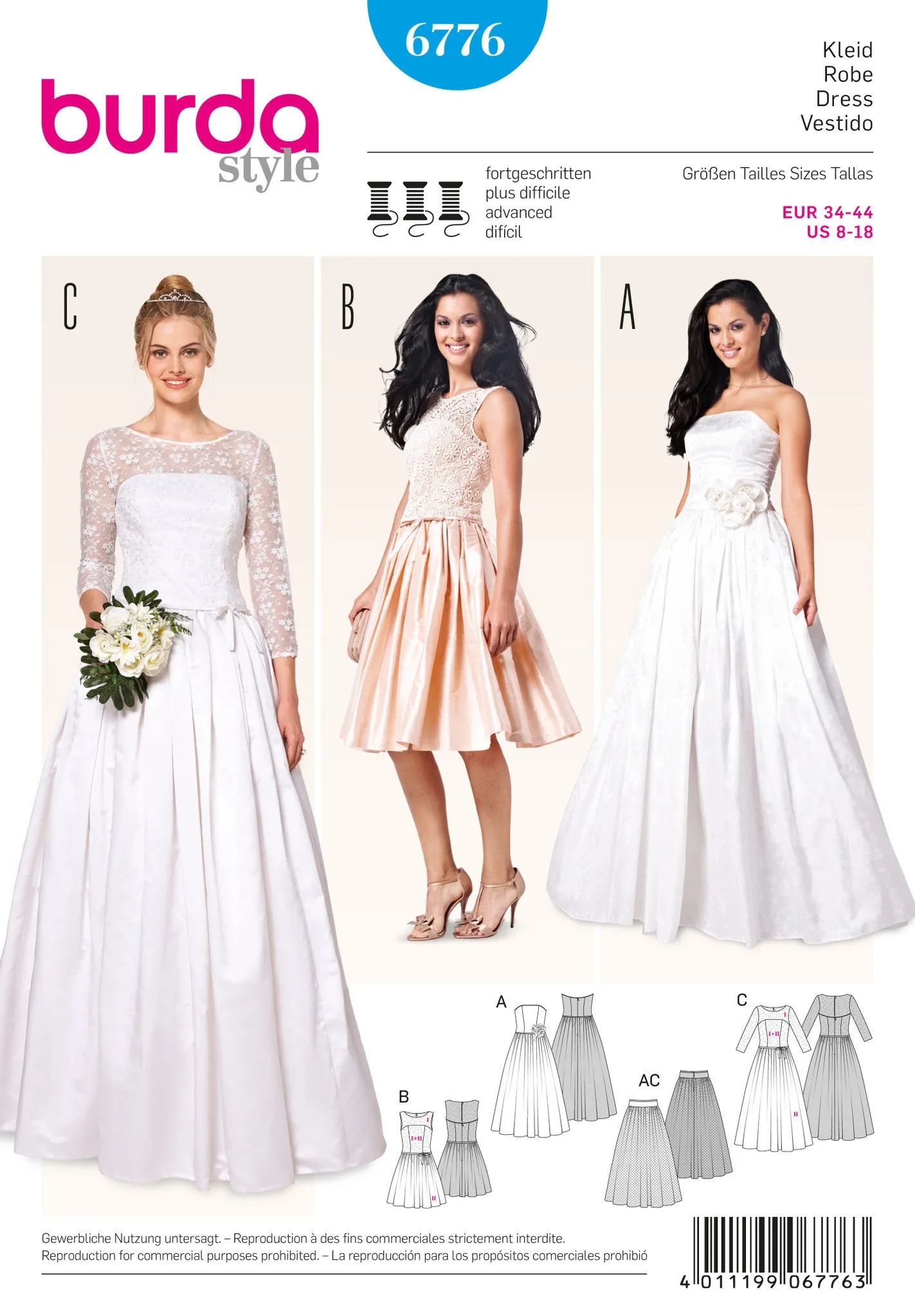 Burda 6776 Misses Wedding Dress Pattern