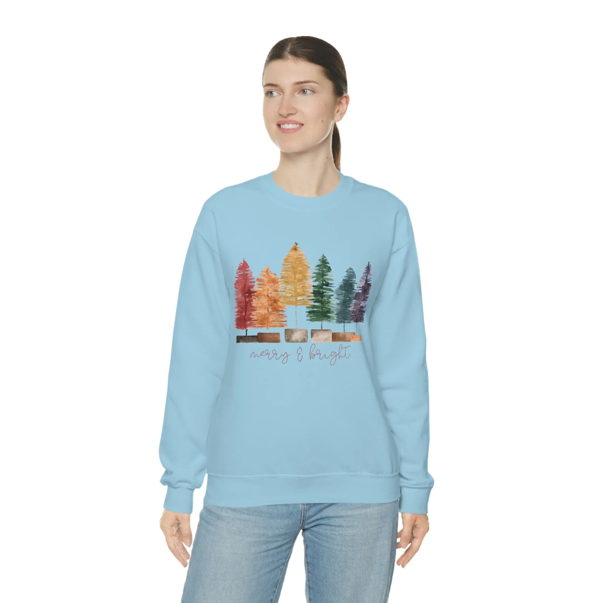 Christmas bottle brush tree Unisex Heavy Blend Crewneck Sweatshirt