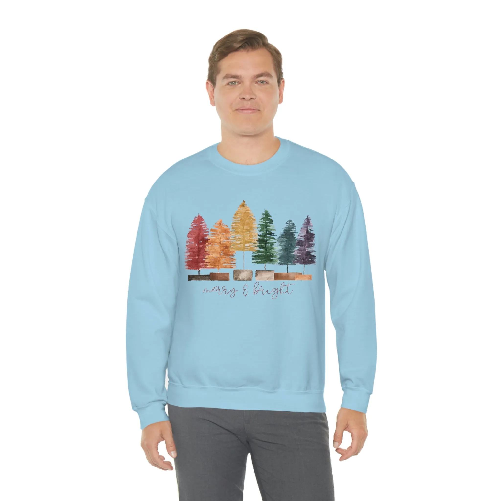 Christmas bottle brush tree Unisex Heavy Blend Crewneck Sweatshirt