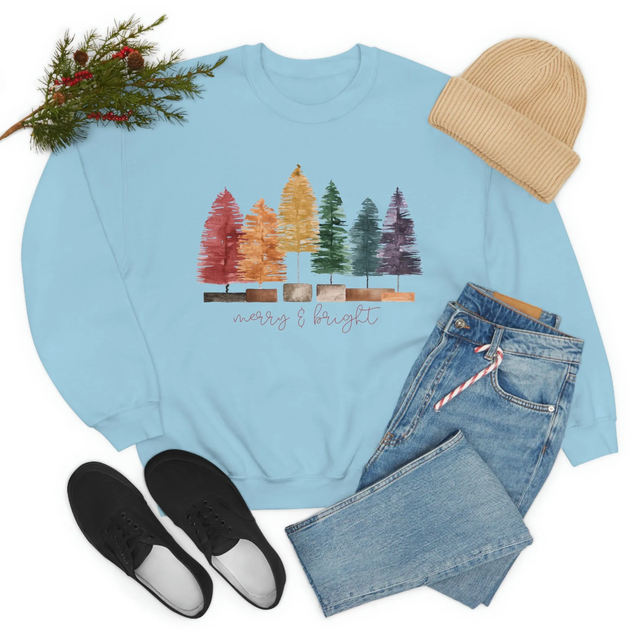 Christmas bottle brush tree Unisex Heavy Blend Crewneck Sweatshirt