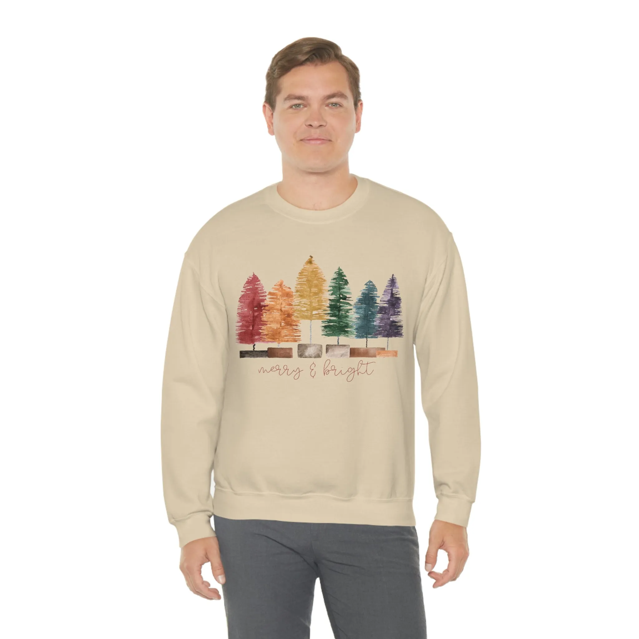 Christmas bottle brush tree Unisex Heavy Blend Crewneck Sweatshirt