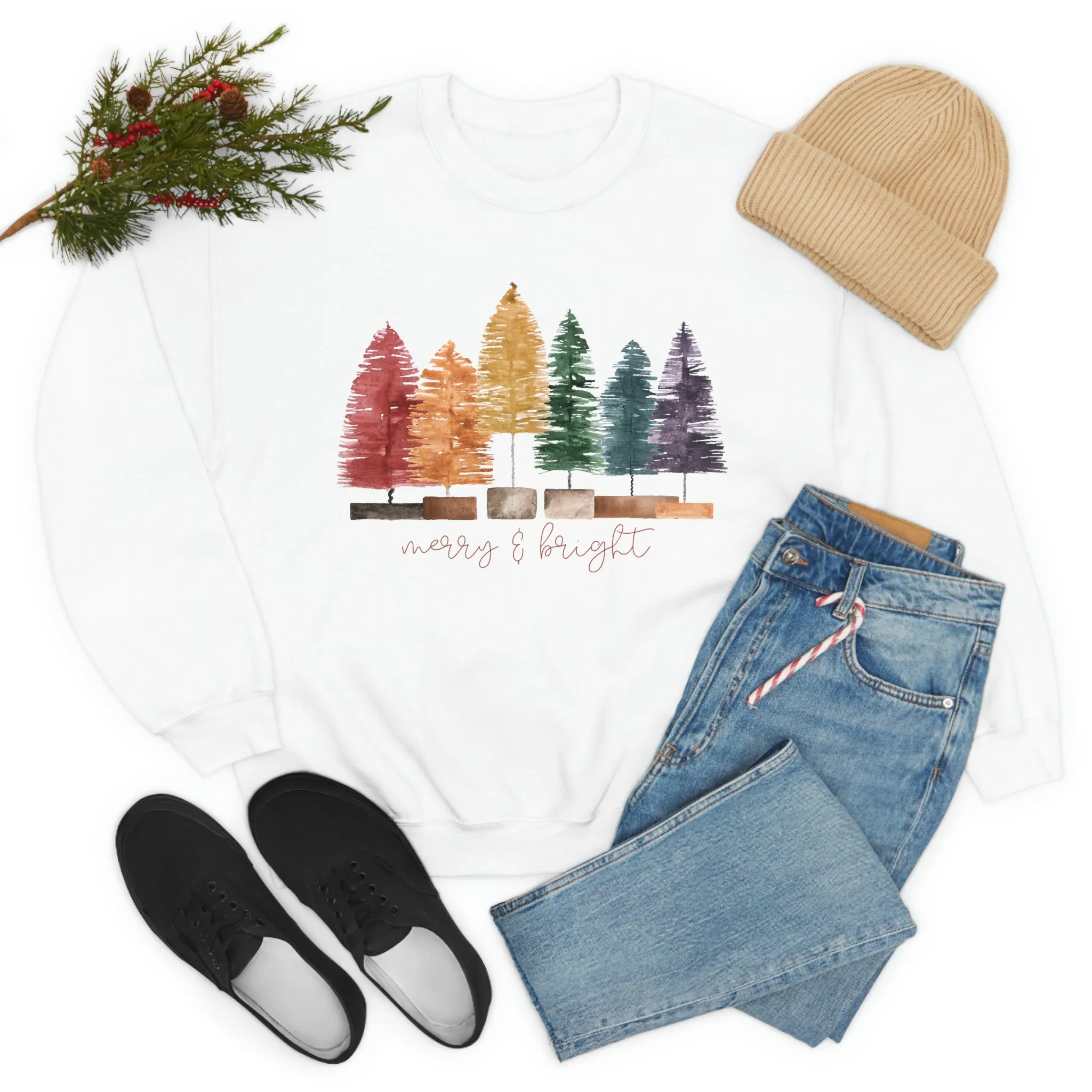 Christmas bottle brush tree Unisex Heavy Blend Crewneck Sweatshirt