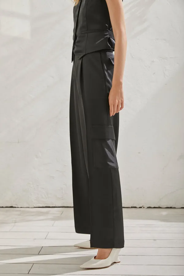 Connell Satin Pants <br> -BLK-