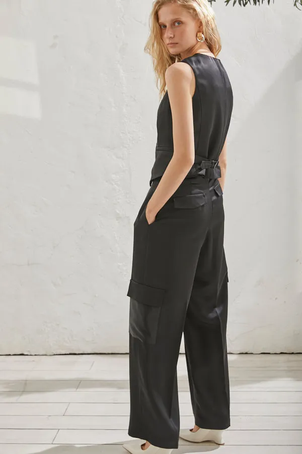 Connell Satin Pants <br> -BLK-