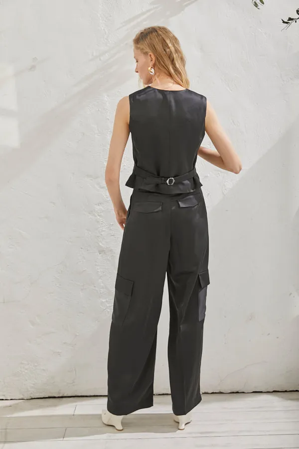 Connell Satin Pants <br> -BLK-