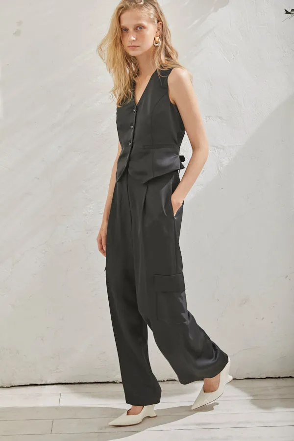 Connell Satin Pants <br> -BLK-