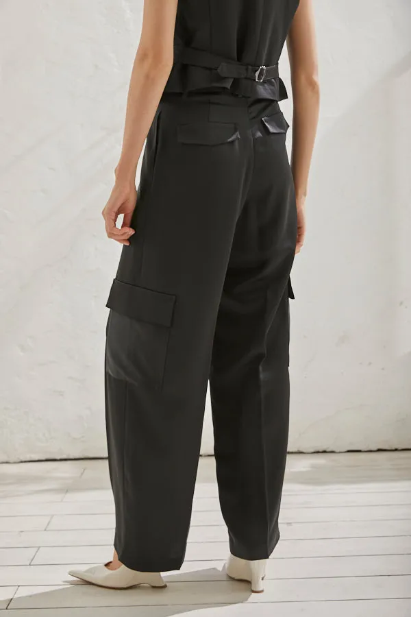 Connell Satin Pants <br> -BLK-