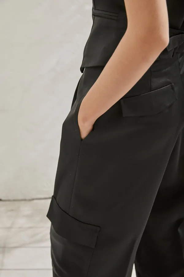 Connell Satin Pants <br> -BLK-