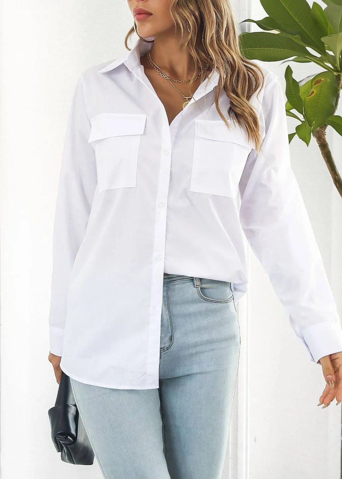 Crisp White Cotton Button Down Shirt