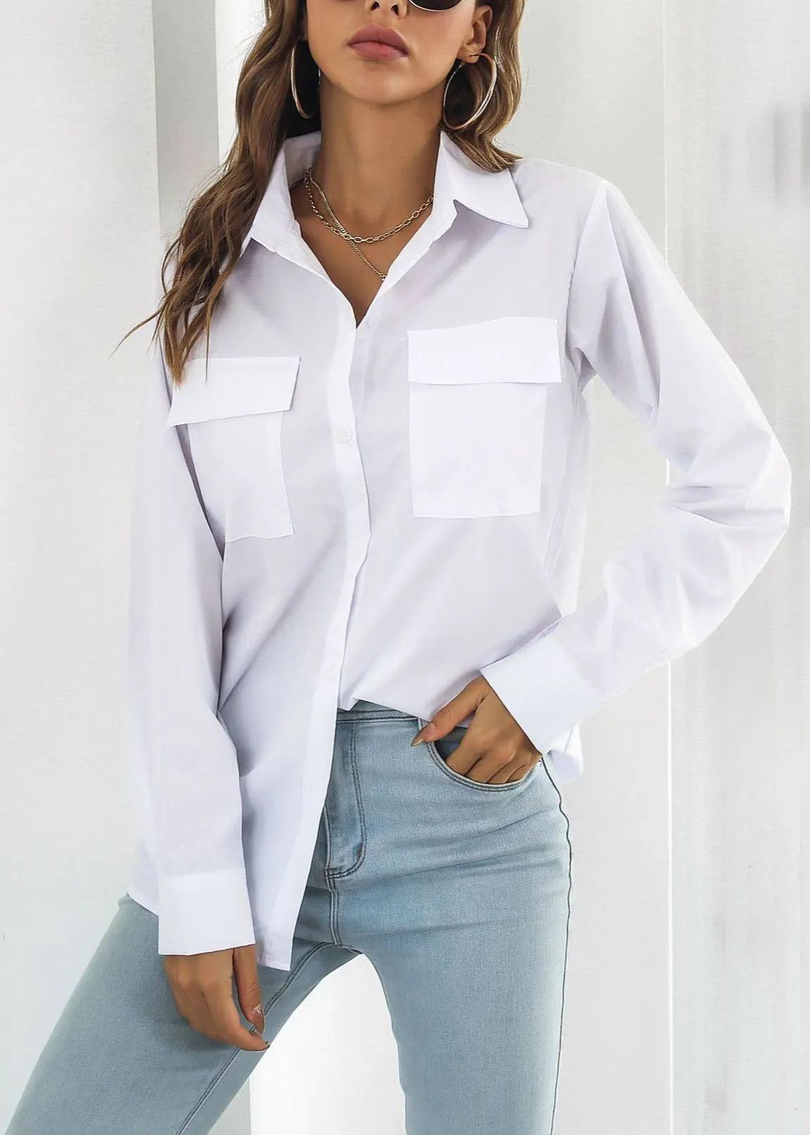 Crisp White Cotton Button Down Shirt