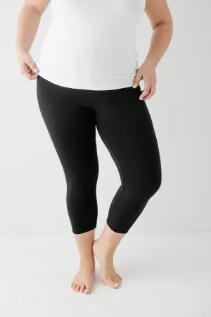 Cropped Classic Bamboo Blend Leggings in Black