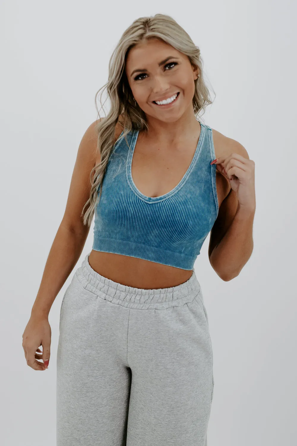 Daily Wear Cropped Tank, Teal