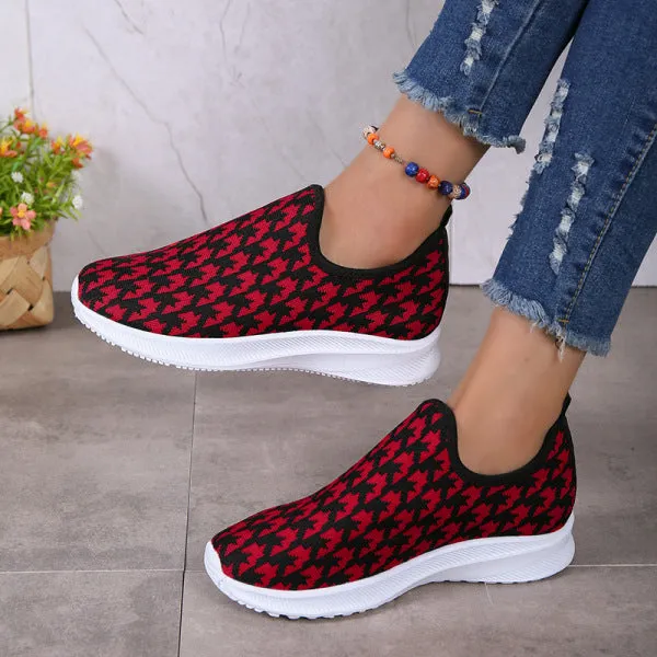 deanwangkt - Red Casual Patchwork Round Comfortable Shoes