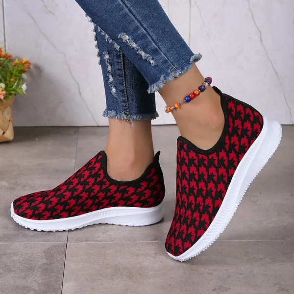 deanwangkt - Red Casual Patchwork Round Comfortable Shoes