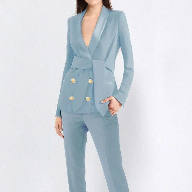 Double Breast Women Pant Suit