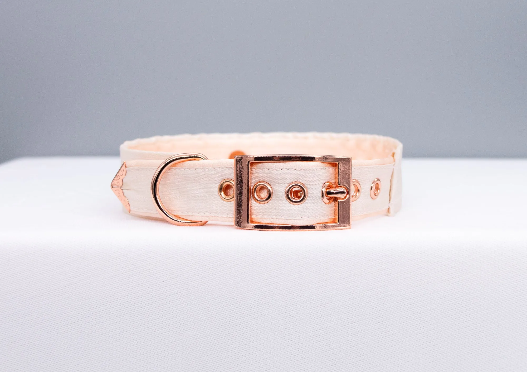 French Raw Silk ~ Rose Gold Luxury Pet Play Collar