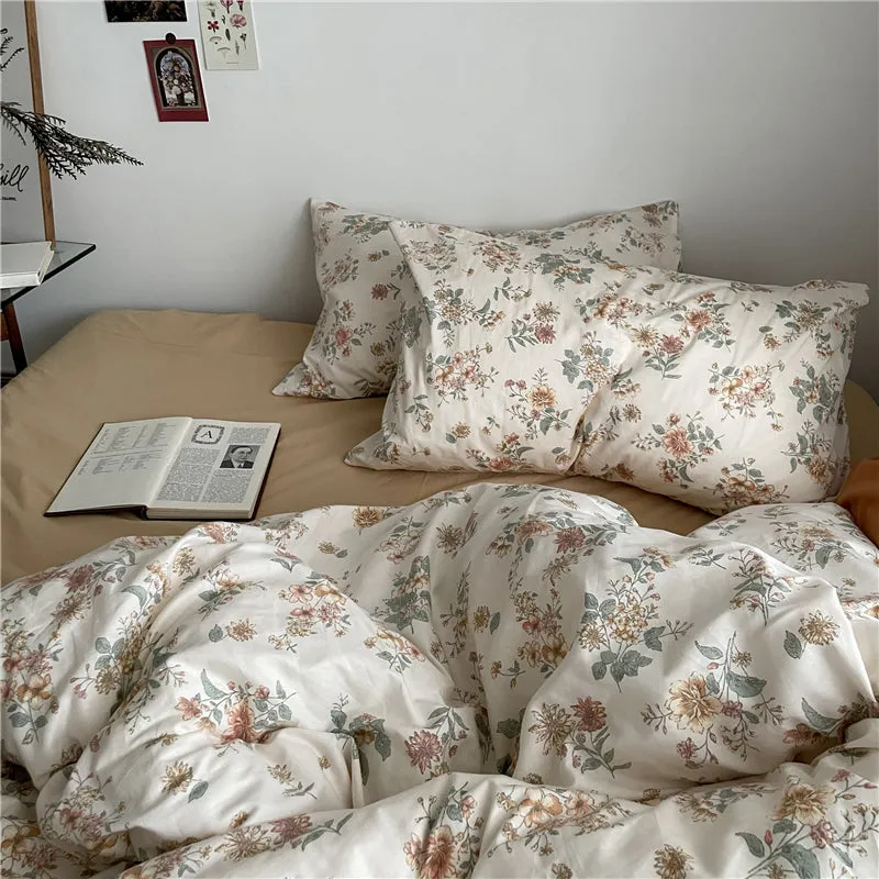 Garden Small Floral Cotton Bedding Set – 4-Piece Summer Comfort & Style