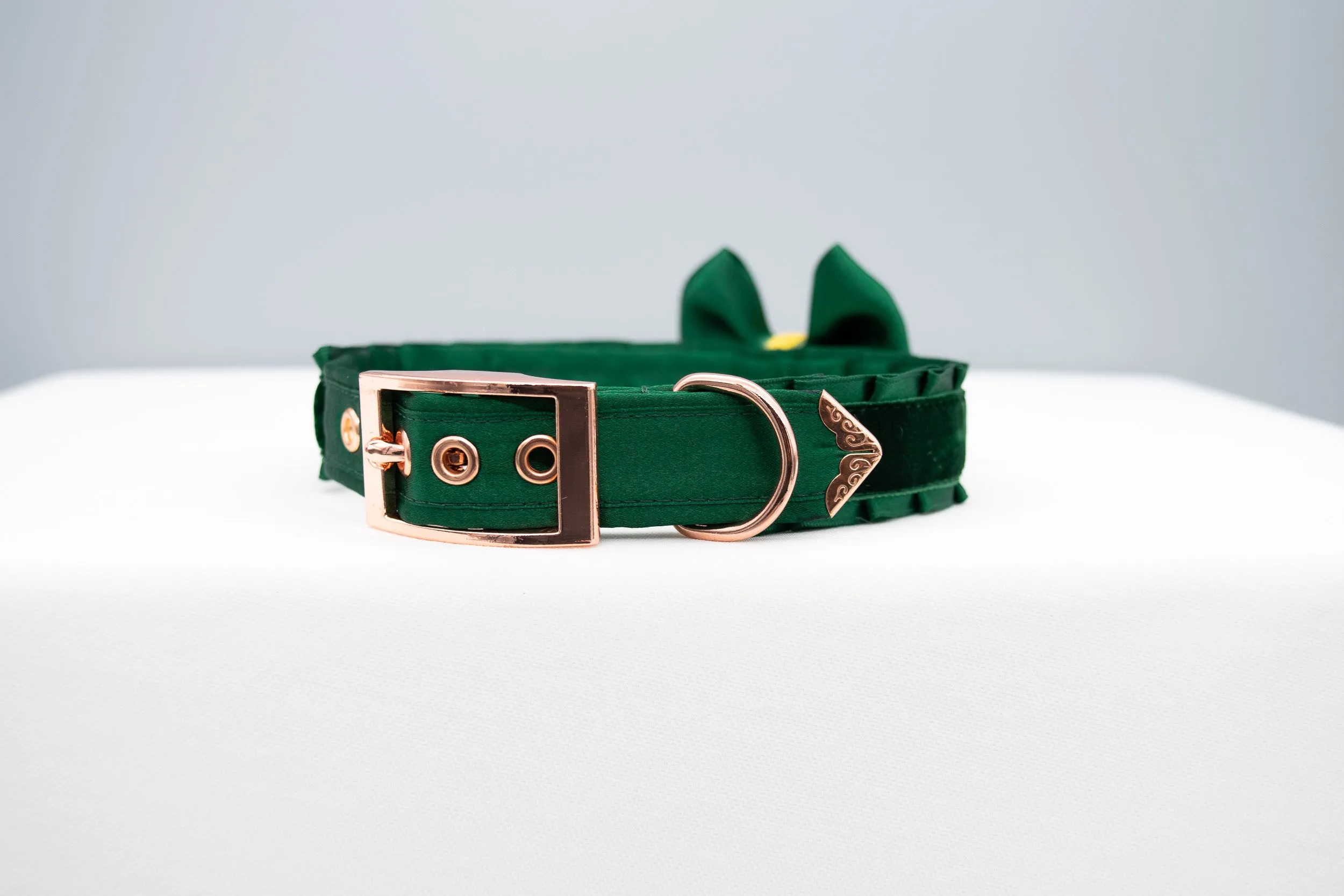 Hunter Green Velvet Collar with Bow