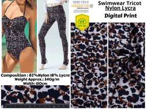 Leopard  Print  Nylon Swimwear Fabric - 587A