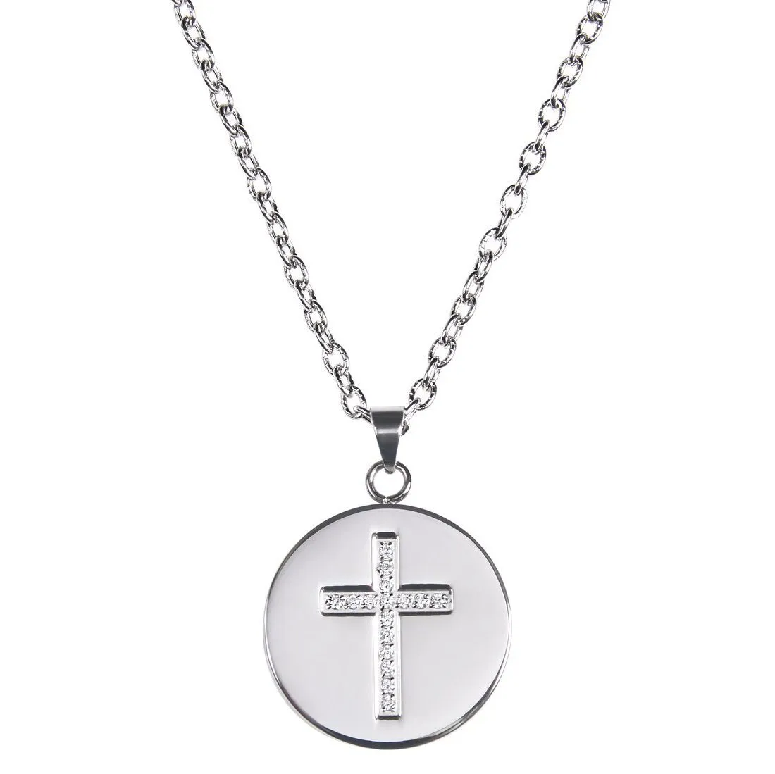 Love, Faith, & Survival Cubic Zirconia Disc Necklace