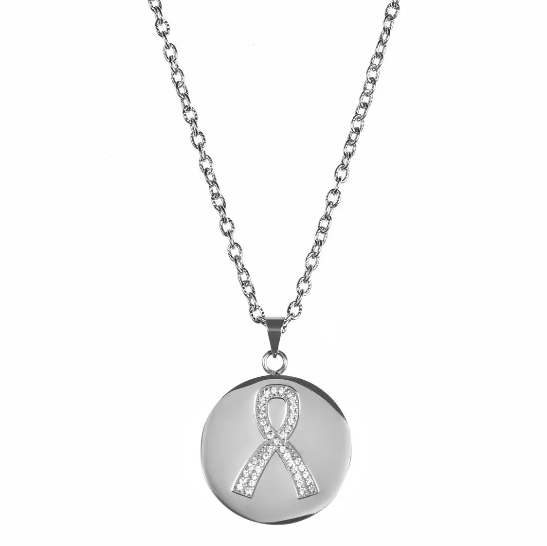 Love, Faith, & Survival Cubic Zirconia Disc Necklace