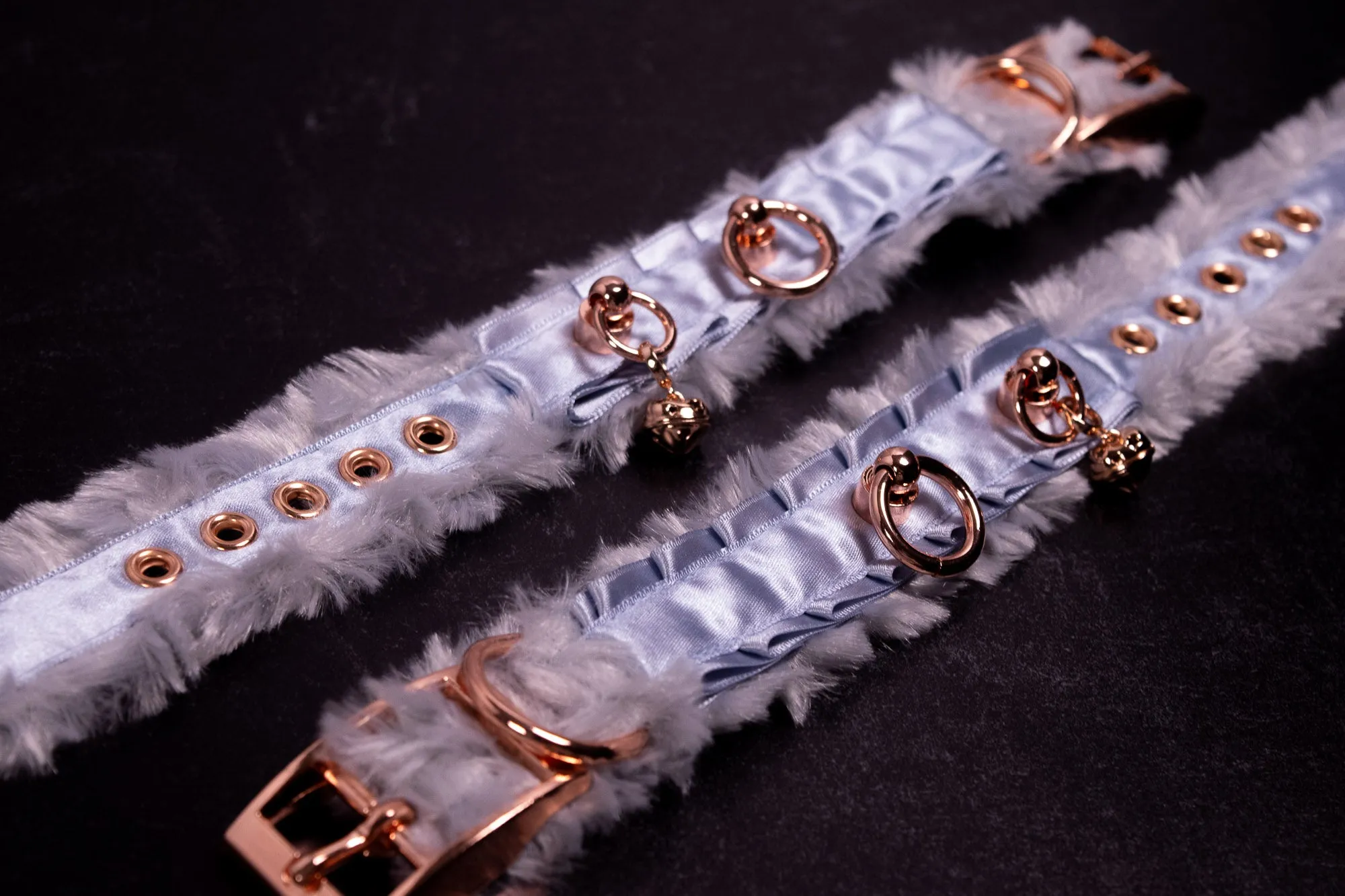 Luxury French Blue Fur Lined BDSM Cuffs _ LIMITED _