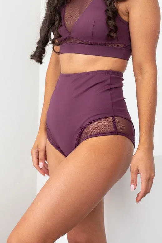 Midnight High Waist - Mesh Cut Out High Waist Bottoms Recycled Muberry